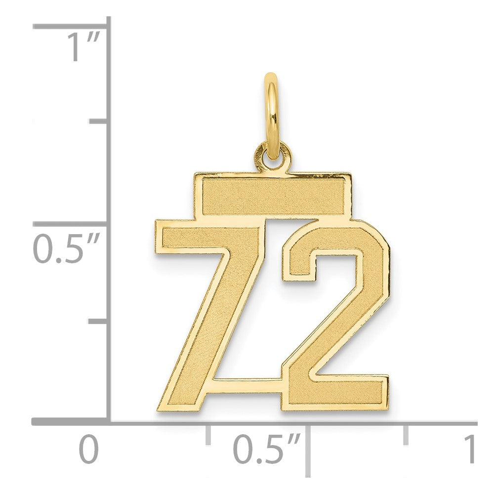 14k Yellow Gold 14k Small Satin Number 72 Charm