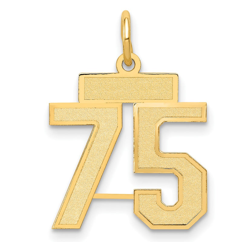 14k Yellow Gold 14k Small Satin Number 75 Charm