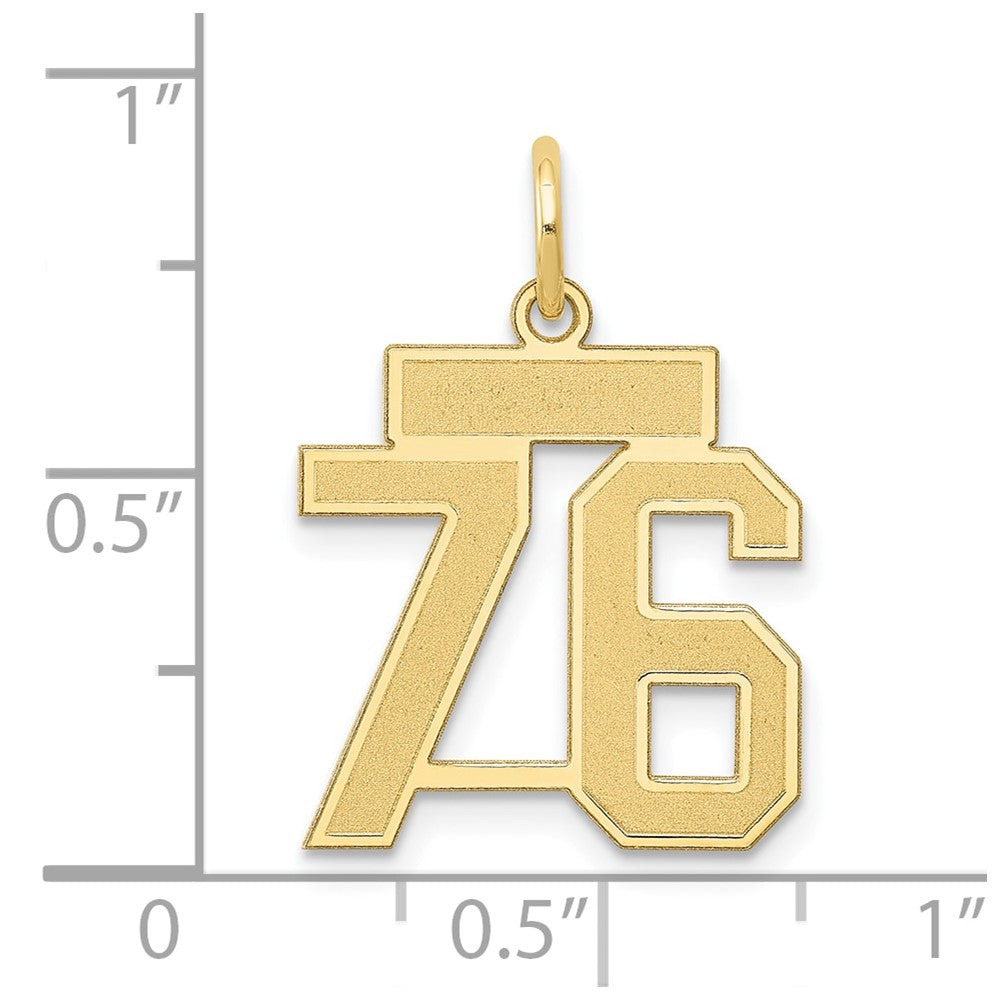 14K Yellow Gold Small Satin Number 76 Charm