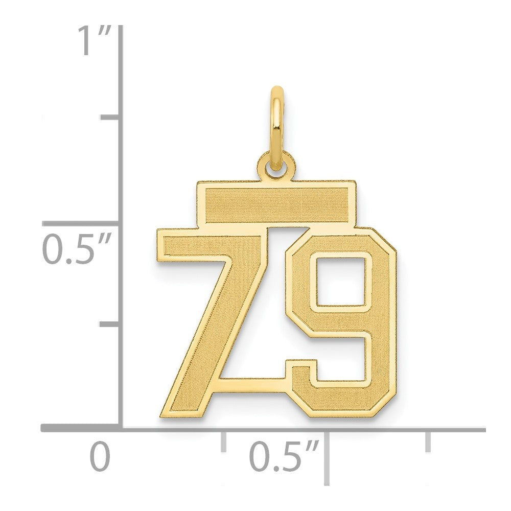 10K Yellow Gold Small Satin Number 79 Charm