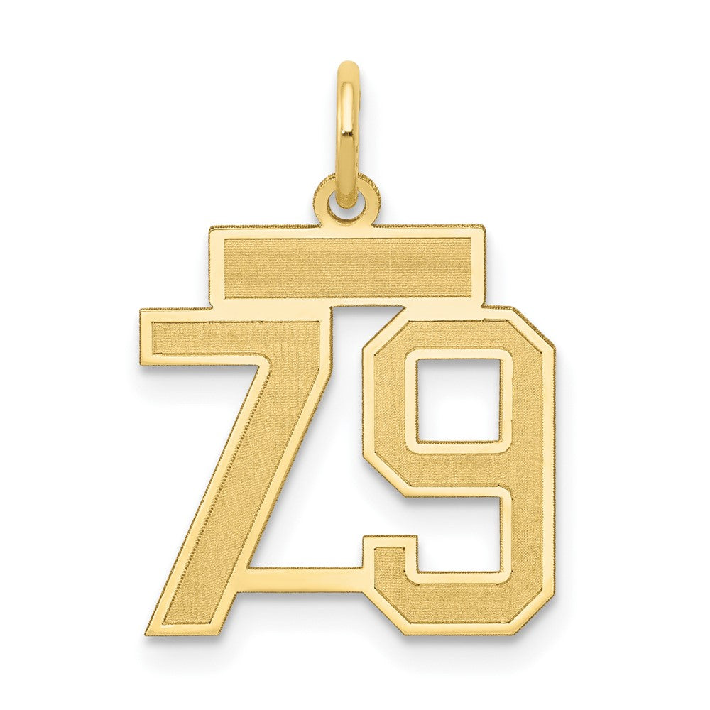 10K Yellow Gold Small Satin Number 79 Charm
