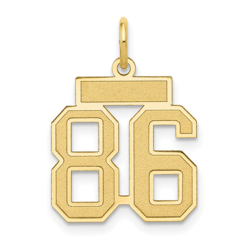 14K Yellow Gold Small Satin Number 86 Charm