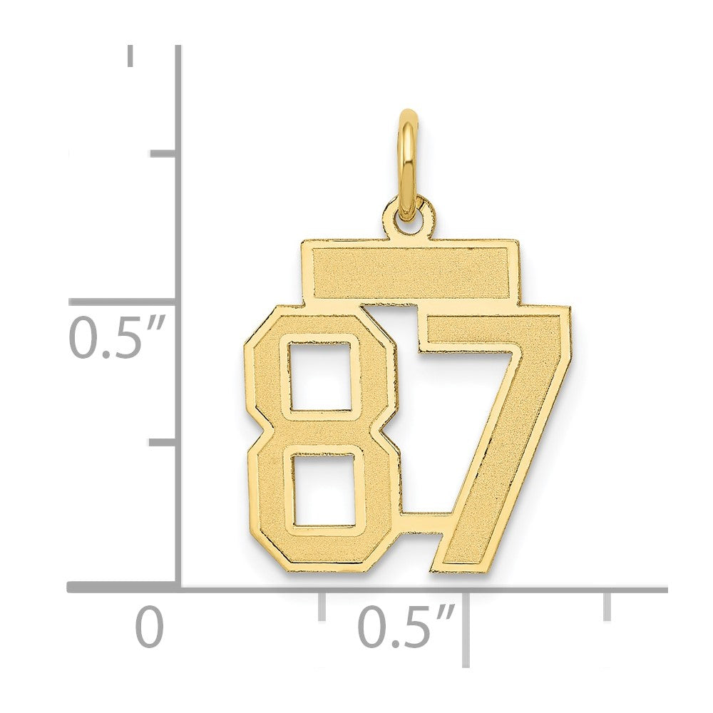14K Yellow Gold Small Satin Number 87 Charm