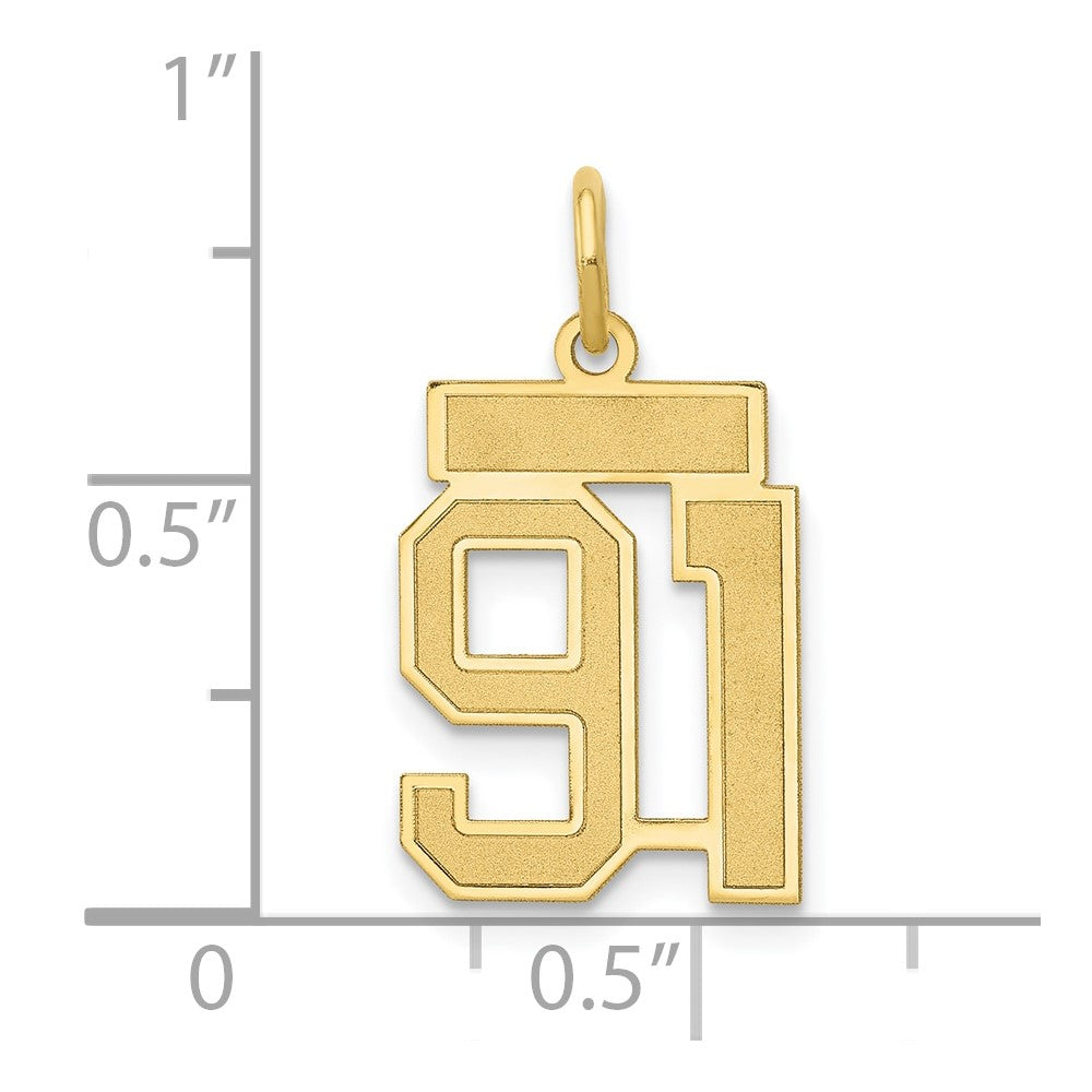 14k Yellow Gold 14k Small Satin Number 91 Charm