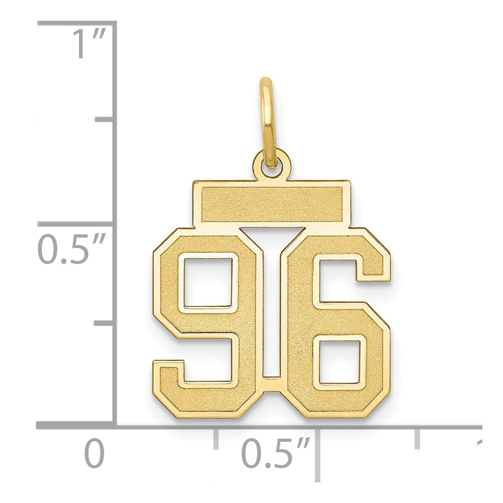14K Yellow Gold Small Satin Number 96 Charm