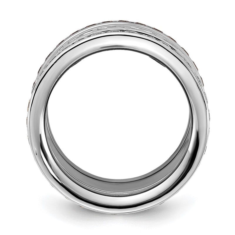 Stainless Steel Collegiate Louisiana State U Crystal Stacked Ring Set (Size 6 Only)