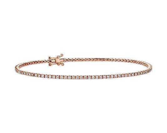 1 ct. tw. Classic Four-Prong Natural Diamond Tennis Bracelet in 14K Rose Gold