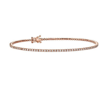 1.5ct. tw. Classic Four-Prong Natural Diamond Tennis Anklet Bracelet in 14K Rose Gold