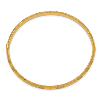 14K Yellow Gold 3/16 Oversized Laser Cut 5.00mm Hinged Oval Bangle Bracelet
