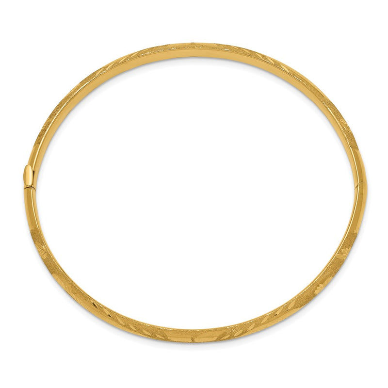14K Yellow Gold 3/16 Oversized Laser Cut 5.00mm Hinged Oval Bangle Bracelet
