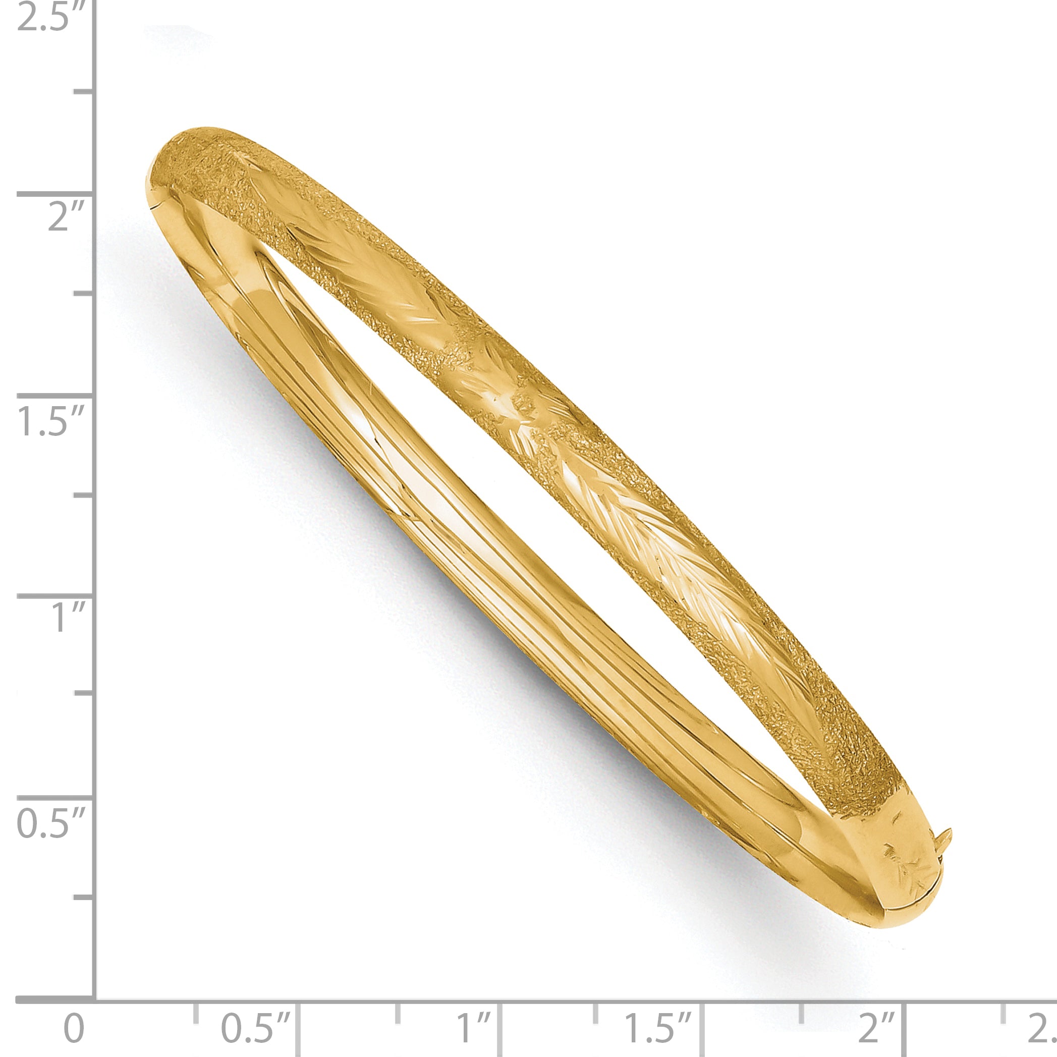 14K Yellow Gold 3/16 Oversized Laser Cut 5.00mm Hinged Oval Bangle Bracelet