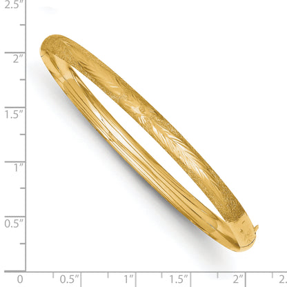 14K Yellow Gold 3/16 Oversized Laser Cut 5.00mm Hinged Oval Bangle Bracelet