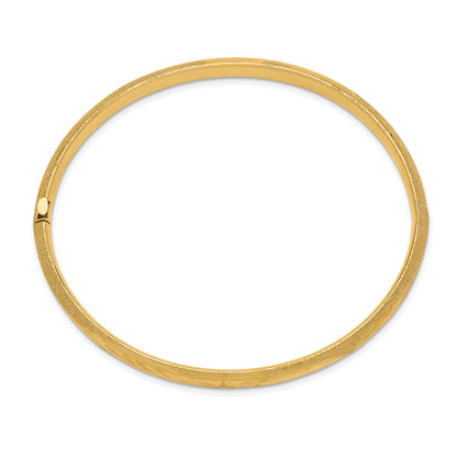 14K Yellow Gold 4/16 Oversized Laser Cut 6.00mm Hinged Oval Bangle Bracelet