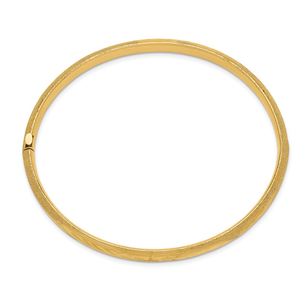 14K Yellow Gold 4/16 Oversized Laser Cut Hinged Bangle Bracelet