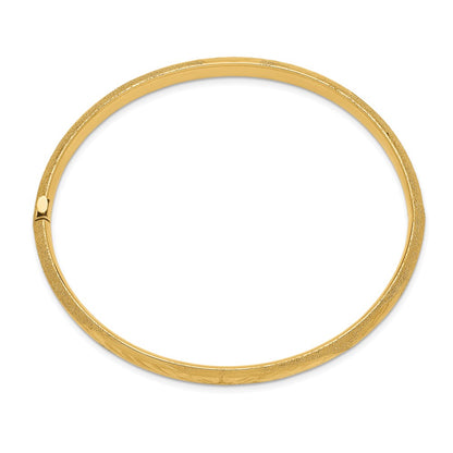 14K Yellow Gold 4/16 Oversized Laser Cut Hinged Bangle Bracelet