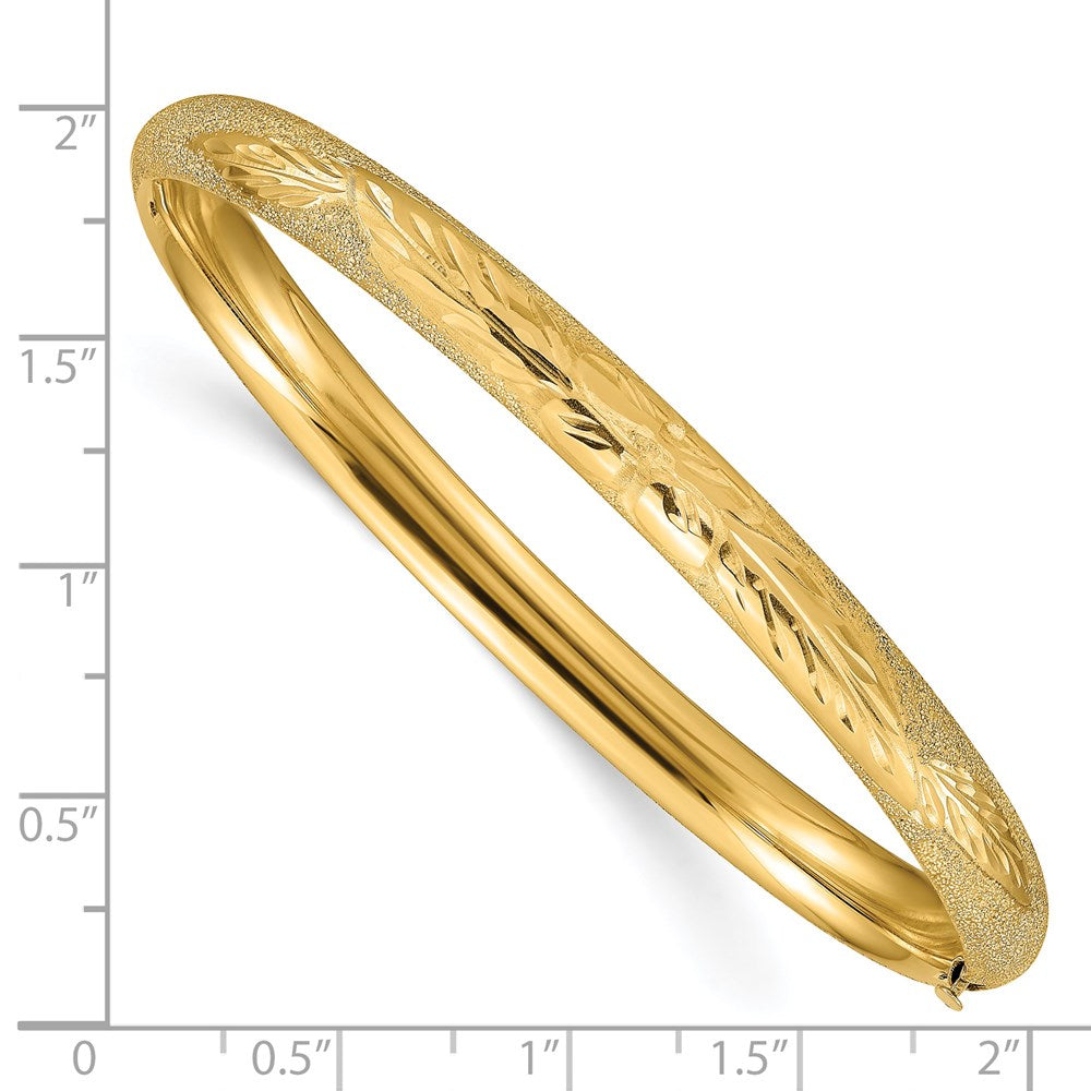 14K Yellow Gold 4/16 Oversized Laser Cut Hinged Bangle Bracelet
