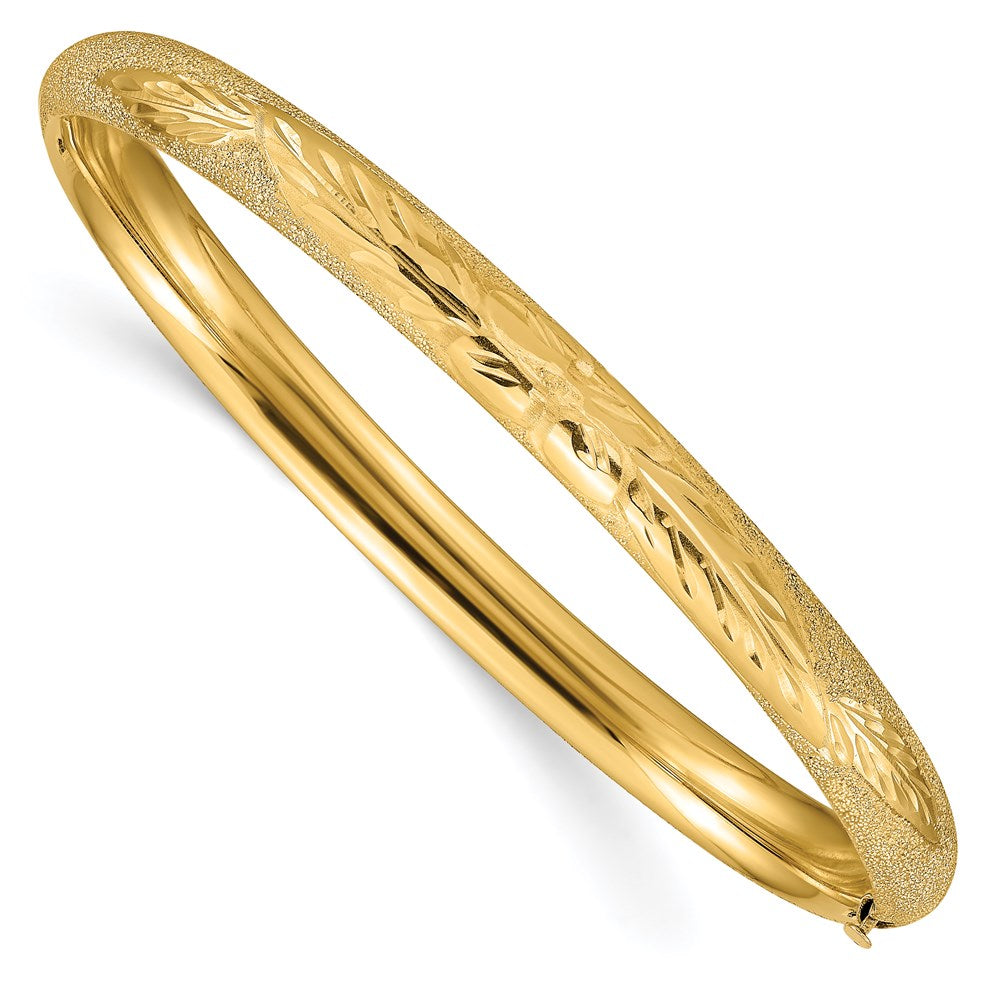 14K Yellow Gold 4/16 Oversized Laser Cut Hinged Bangle Bracelet
