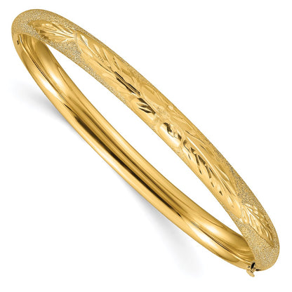 14K Yellow Gold 4/16 Oversized Laser Cut Hinged Bangle Bracelet