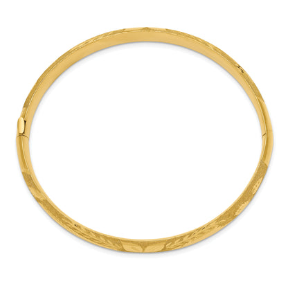 14K Yellow Gold 5/16 Oversized Laser Cut 8.00mm Hinged Oval Bangle Bracelet