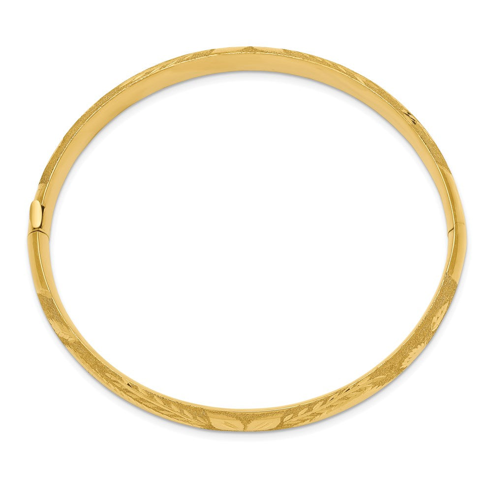 14K Yellow Gold 5/16 Oversized Laser Cut Hinged Bangle Bracelet