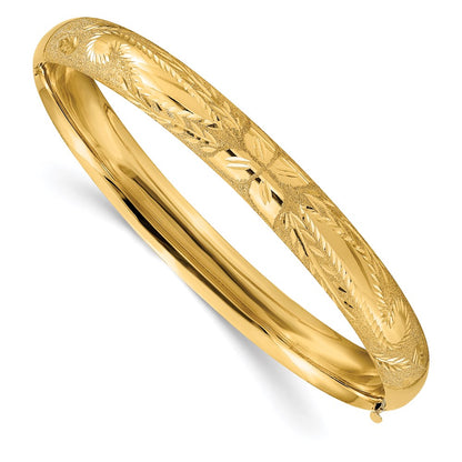 14K Yellow Gold 5/16 Oversized Laser Cut Hinged Bangle Bracelet