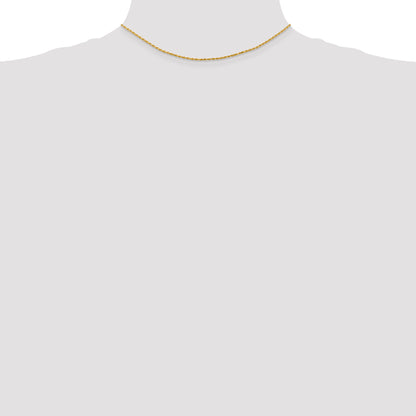 14K Yellow Gold 14 Inch 1.3mm Diamond Cut Solid Machine Made Rope With Lobster Clasp Chain