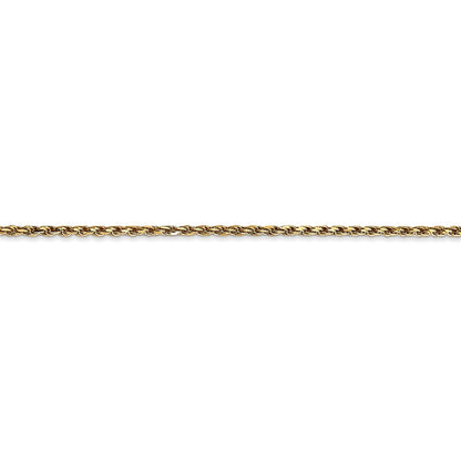 14K Yellow Gold 1.6mm Solid D/C Machine Made With Lobster Rope Chain Bracelet