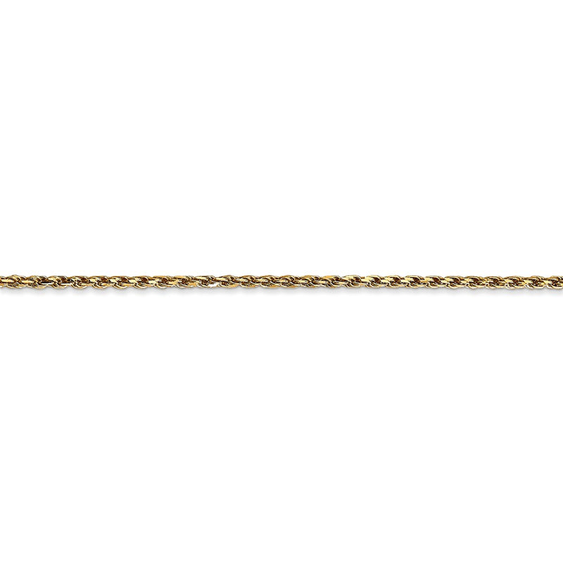 8 Inch 14K Yellow Gold 1.6mm Solid D/C Machine Made With Lobster Rope Chain Bracelet