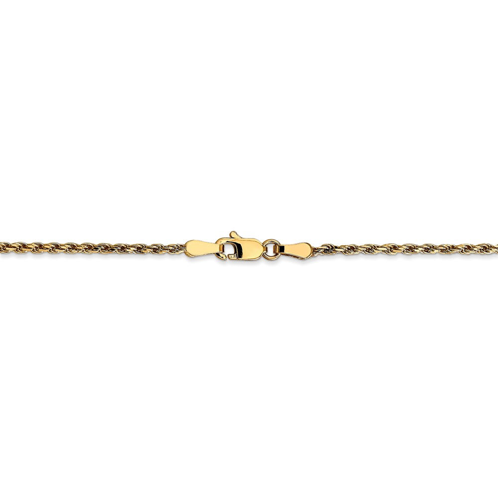 14K Yellow Gold 1.6mm Solid D/C Machine Made With Lobster Rope Chain Bracelet