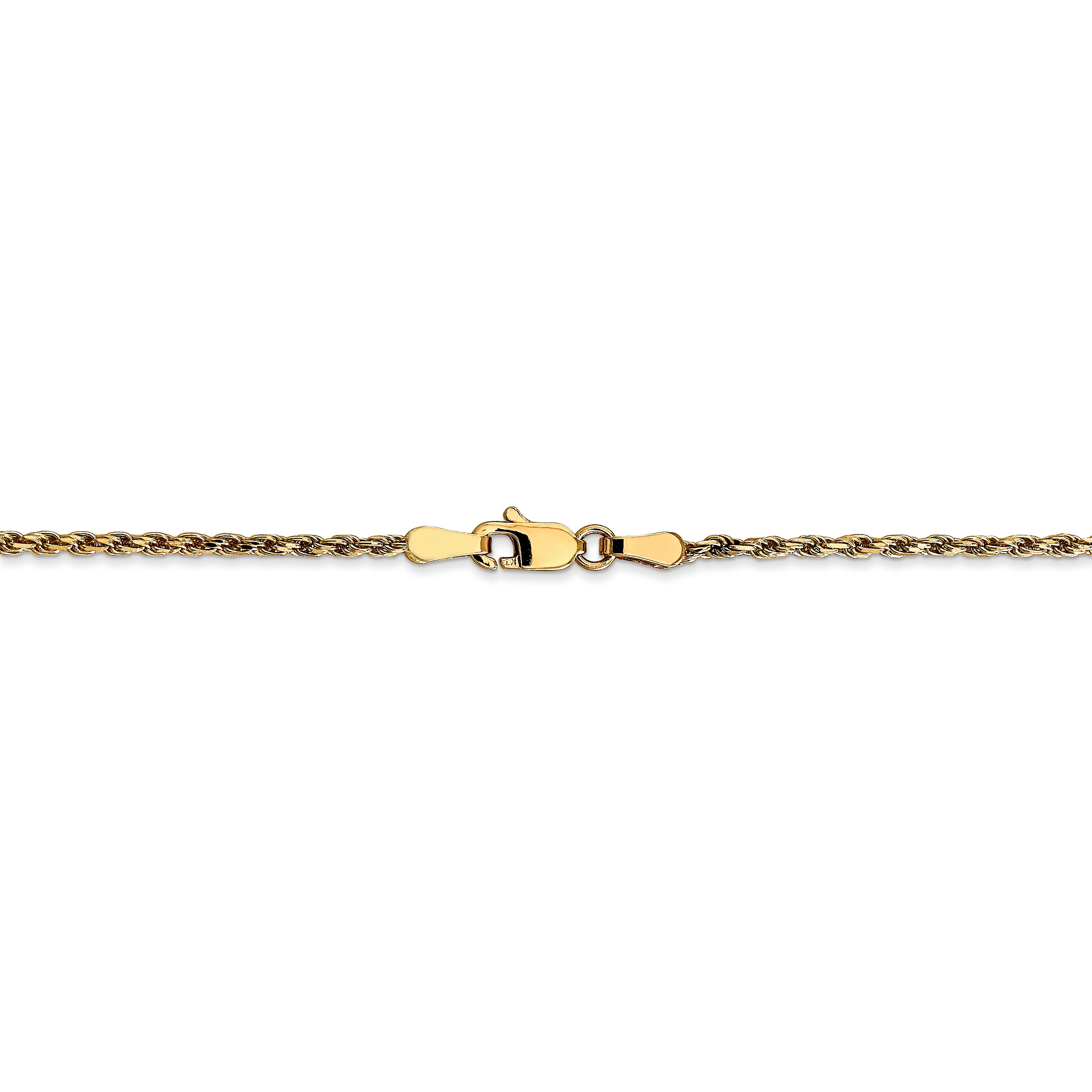 14k Yellow Gold 7 inch 1.75mm Diamond-cut Rope with Lobster Clasp Chain