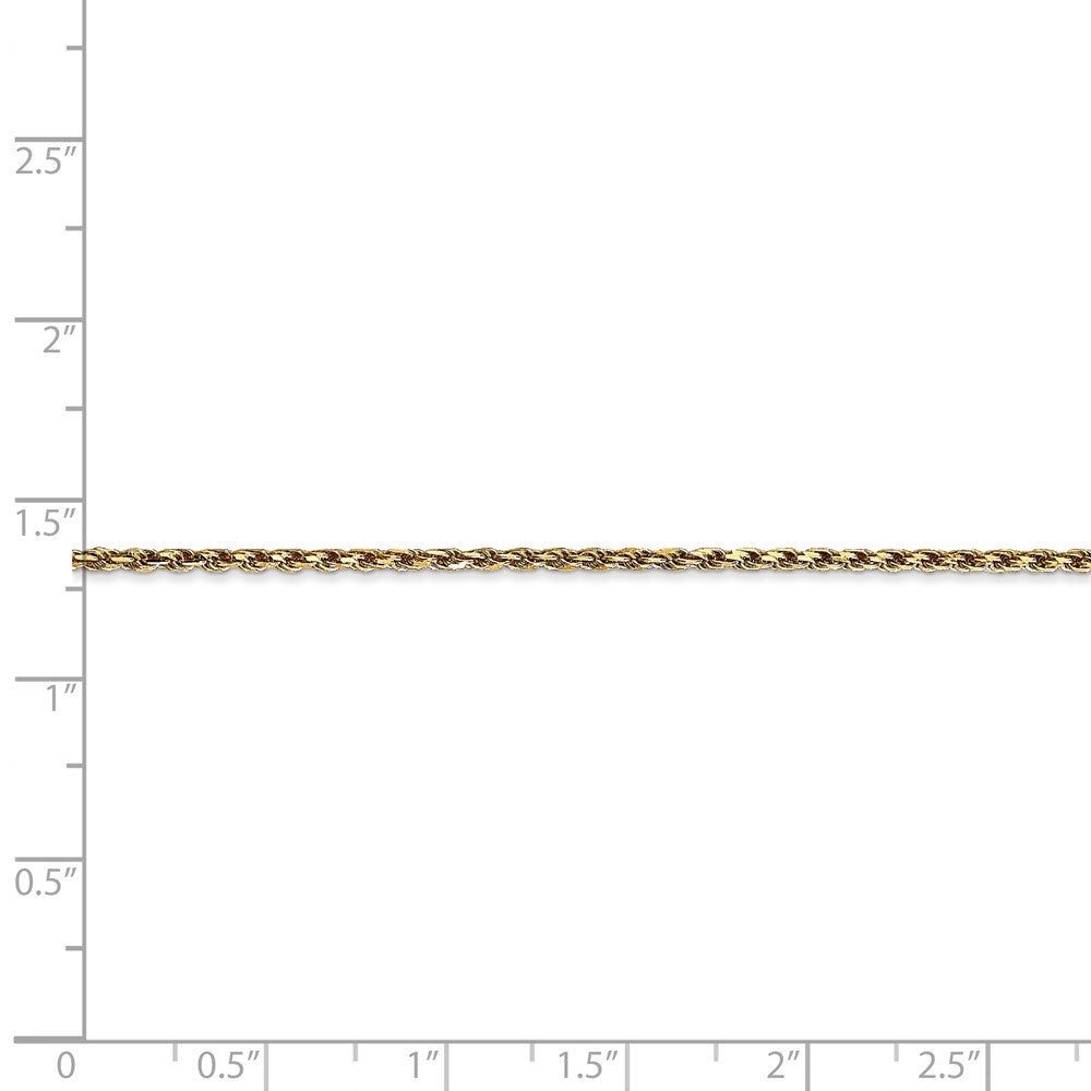 14K Yellow Gold 1.6mm Solid D/C Machine Made With Lobster Rope Chain Bracelet