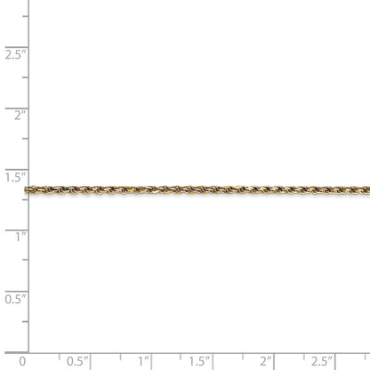 14K Yellow Gold 1.6mm Solid D/C Machine Made With Lobster Rope Chain Bracelet