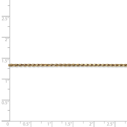 14k Yellow Gold 7 inch 1.75mm Diamond-cut Rope with Lobster Clasp Chain