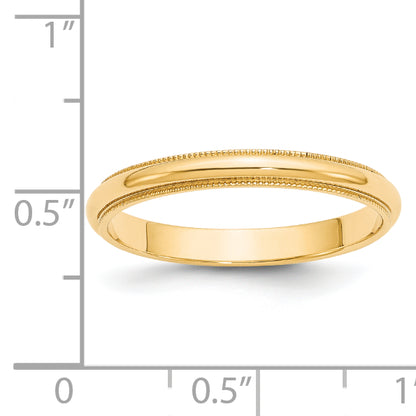 Solid 14K Yellow Gold 3mm Milgrain Half-Round Wedding Men's/Women's Wedding Band Ring Size 10.5