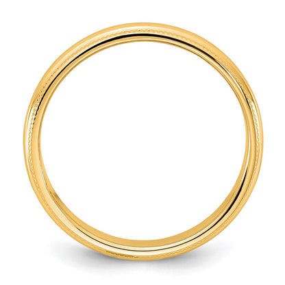10K Yellow Gold 10Ky 3.5mm Milgrain Half Round Band Size 6