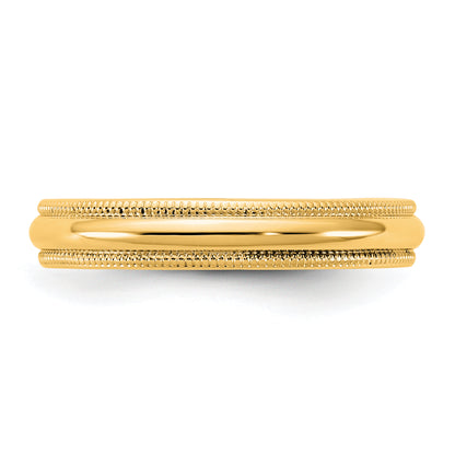 10K Yellow Gold 10Ky 3.5mm Milgrain Half Round Band Size 11.5