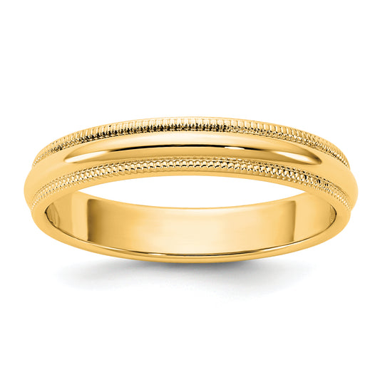 10K Yellow Gold 10Ky 3.5mm Milgrain Half Round Band Size 6