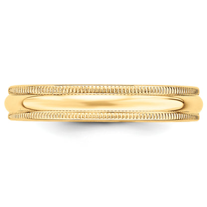 Solid 14K Yellow Gold 4mm Milgrain Half-Round Wedding Men's/Women's Wedding Band Ring Size 10