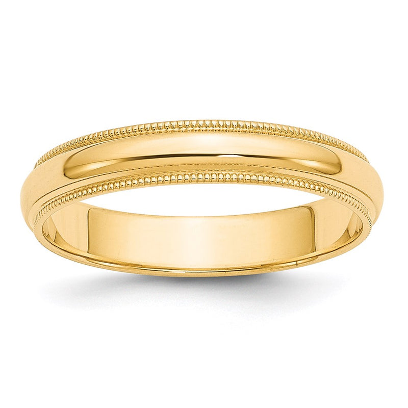 14k Yellow Gold 4mm Milgrain Half Round Wedding Band Ring