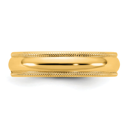 10K Yellow Gold 10Ky 4.5mm Milgrain Half Round Band Size 14