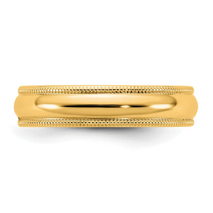 14K Yellow Gold 4.5mm Milgrain Half Round Band