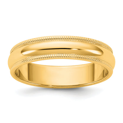 10K Yellow Gold 10Ky 4.5mm Milgrain Half Round Band Size 14