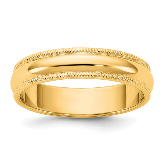 10K Yellow Gold 10Ky 4.5mm Milgrain Half Round Band Size 14