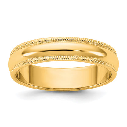 10K Yellow Gold 10Ky 4.5mm Milgrain Half Round Band Size 10.5