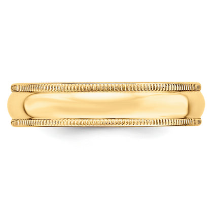 Solid 14K Yellow Gold 5mm Milgrain Half-Round Wedding Men's/Women's Wedding Band Ring Size 10