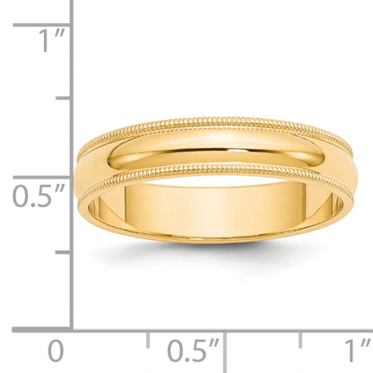Solid 14K Yellow Gold 5mm Milgrain Half-Round Wedding Men's/Women's Wedding Band Ring Size 10