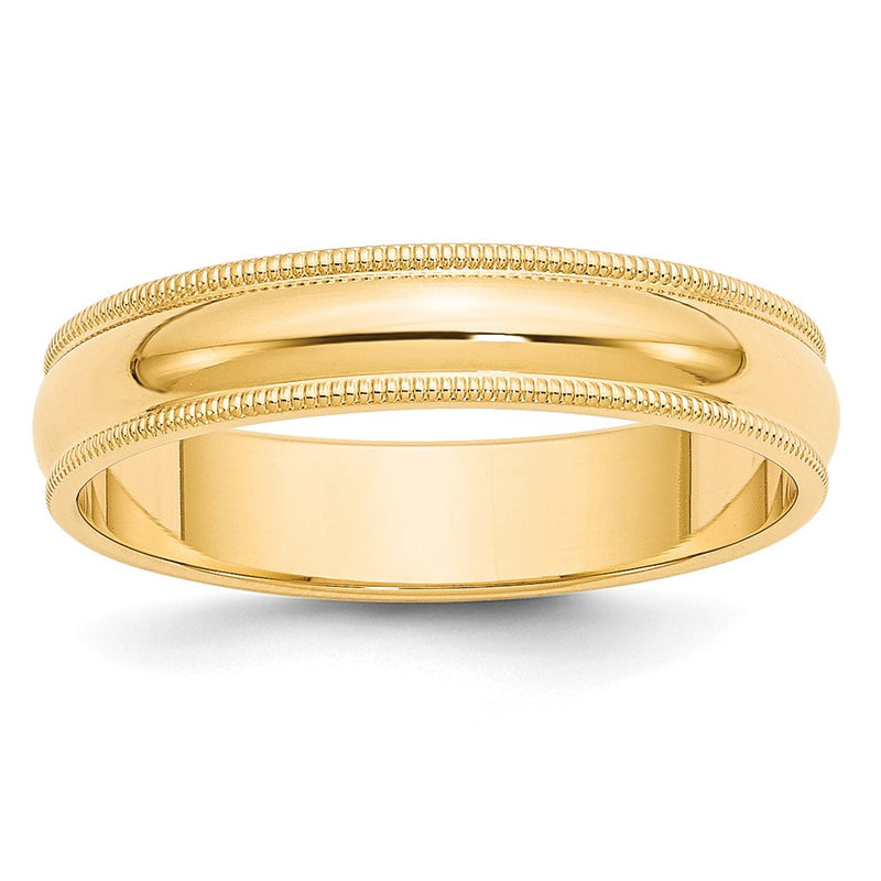 14k Yellow Gold 5mm Milgrain Half Round Wedding Band Ring