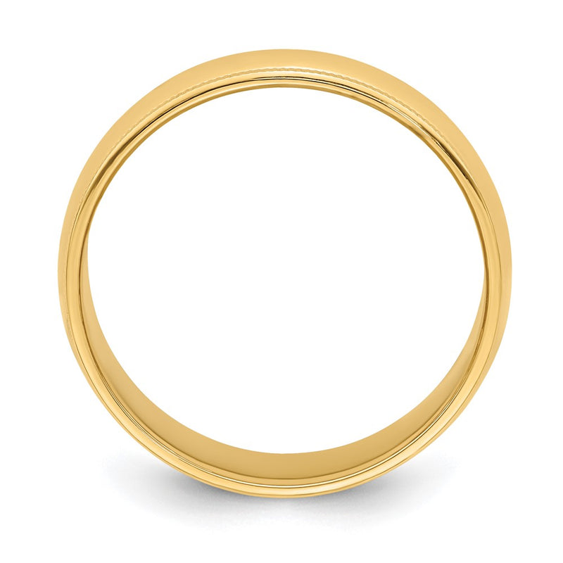 14k Yellow Gold 6mm Milgrain Half Round Wedding Band Ring