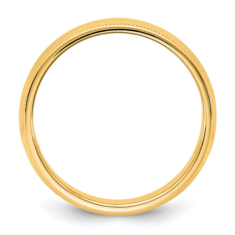 10K Yellow Gold 10Ky 6.5mm Milgrain Half Round Band Size 4.5