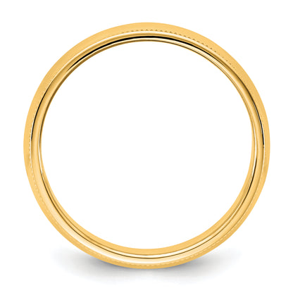 10K Yellow Gold 10Ky 6.5mm Milgrain Half Round Band Size 4.5